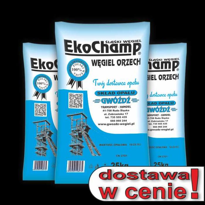 Węgiel Orzech II Ekochamp® workowany dostawa w cenie - Oferta Śląsk