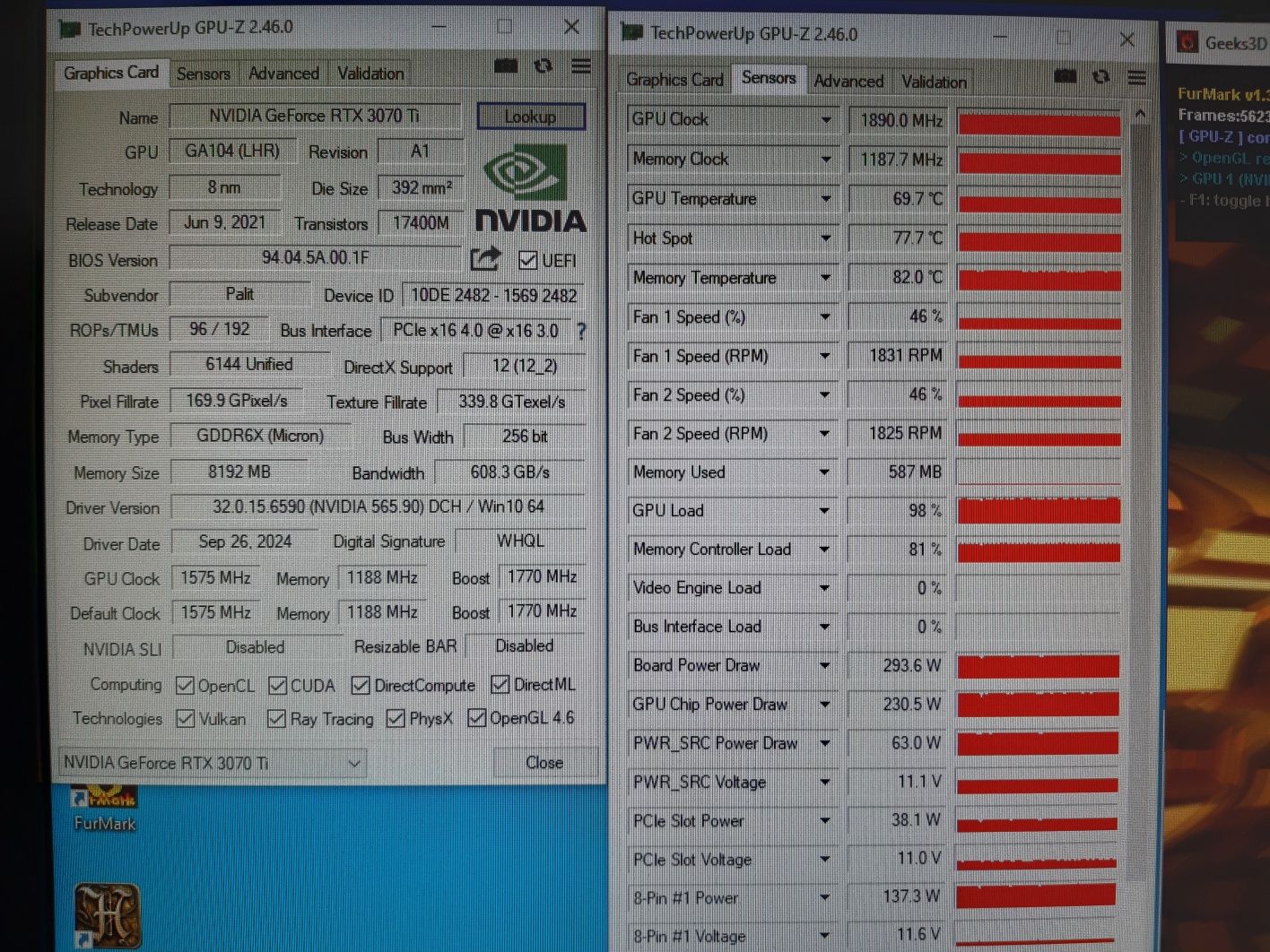 Palit RTX 3070 Ti GamingPro 8GB GDDR6X (256bit) (1575/19000)