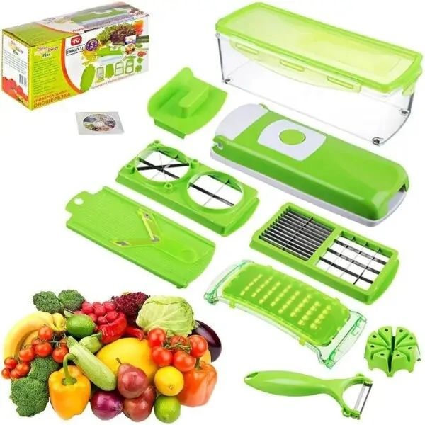 Овочерізка з насадками та контейнером 1.5 л для нарізки Nicer Dicer X3