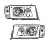 FARÓIS FRONTAIS + PISCAS MERCEDES 190 CLASSE C W201 FUNDO CROMADO