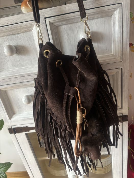 Torebka włoska  Okazja  naturalny zamsz