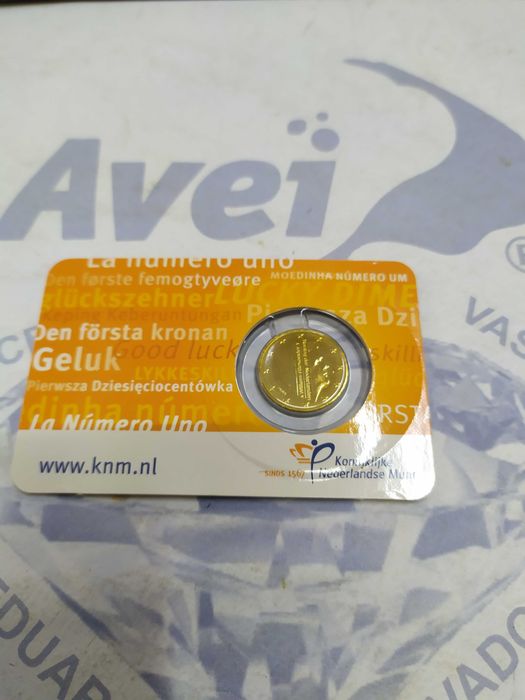 Moeda 10 cêntimos colorida Paises Baixos e set 2014