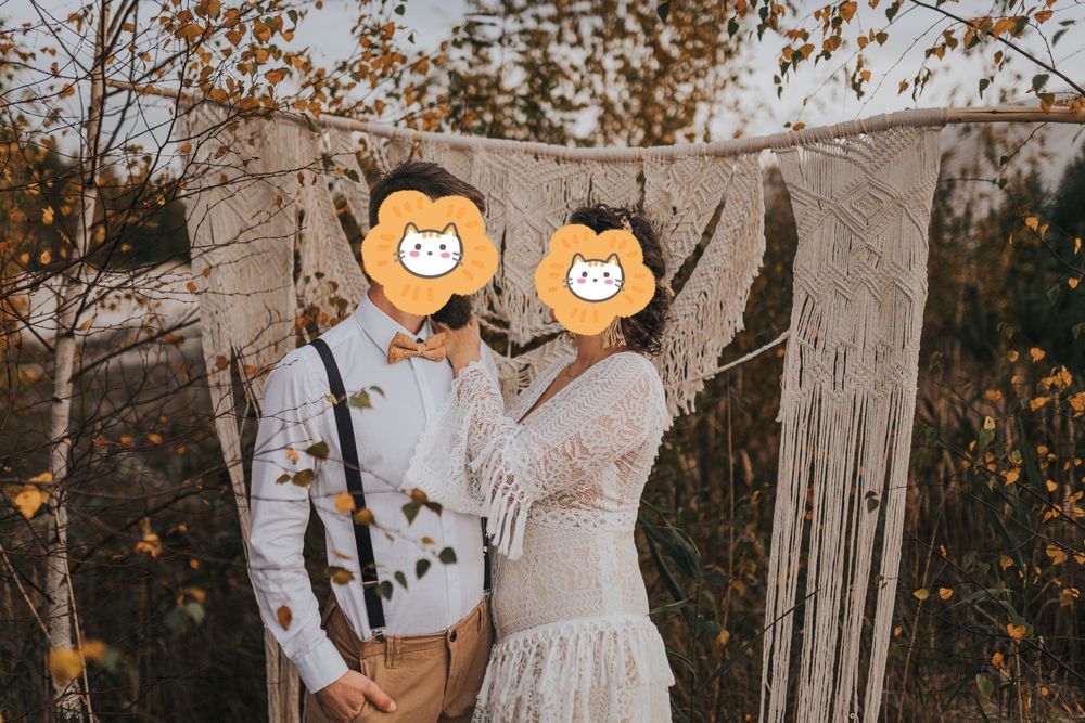 Makrama na kiju boho ścianka weselna ślubna do zdjęć indiańska