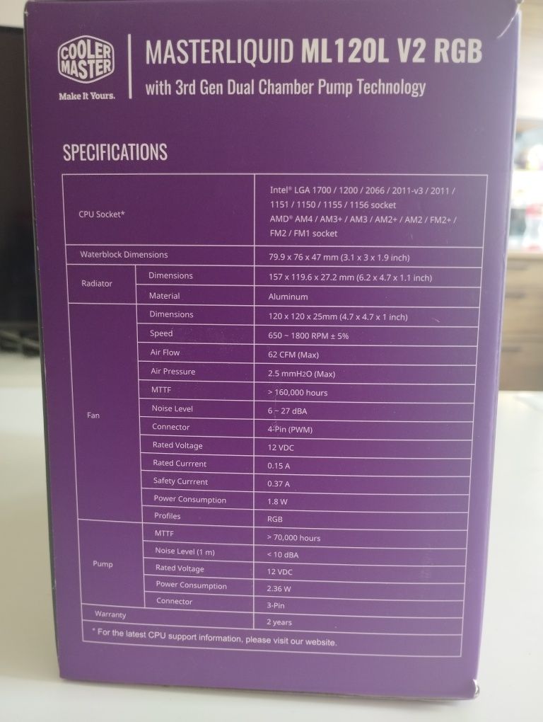 Chłodzenie COOLER MASTER MasterLiquid ML120L V2 RGB