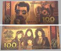 Freddie Mercury i zespół Queen - piękny pozłacany banknot (okazja!)