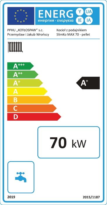 Kocioł SlimKo MAX 70 kW zbiornik Kotłospaw KIPI na pellet