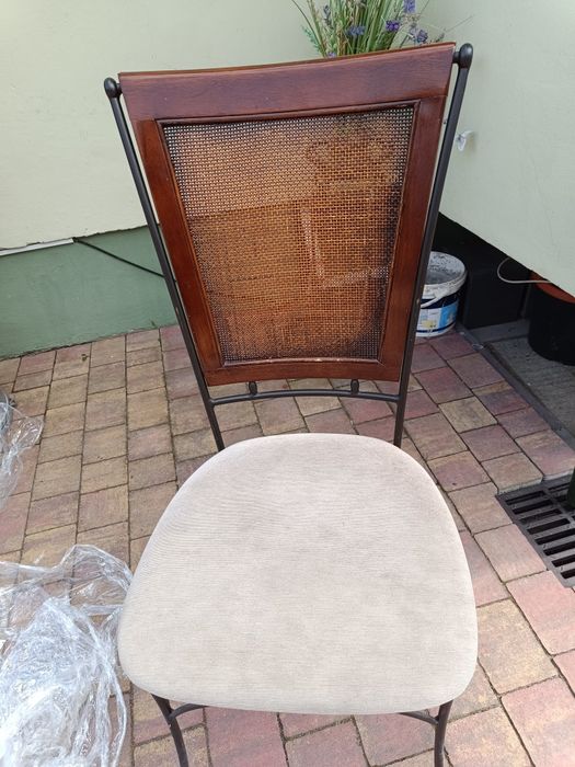 Krzesła metal drewno ratan vinottii parigi komplet