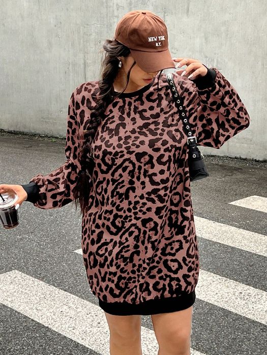 Sukienka Bluza 2W1 Panterka Luźna Casual Shein Xxl 44