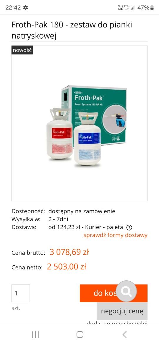 Natryskowa piana PUR  Forth Pak izolacja dach