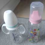 2 butelki plastikowe (Mothercare i Nuk) dla niemowlaka, używane