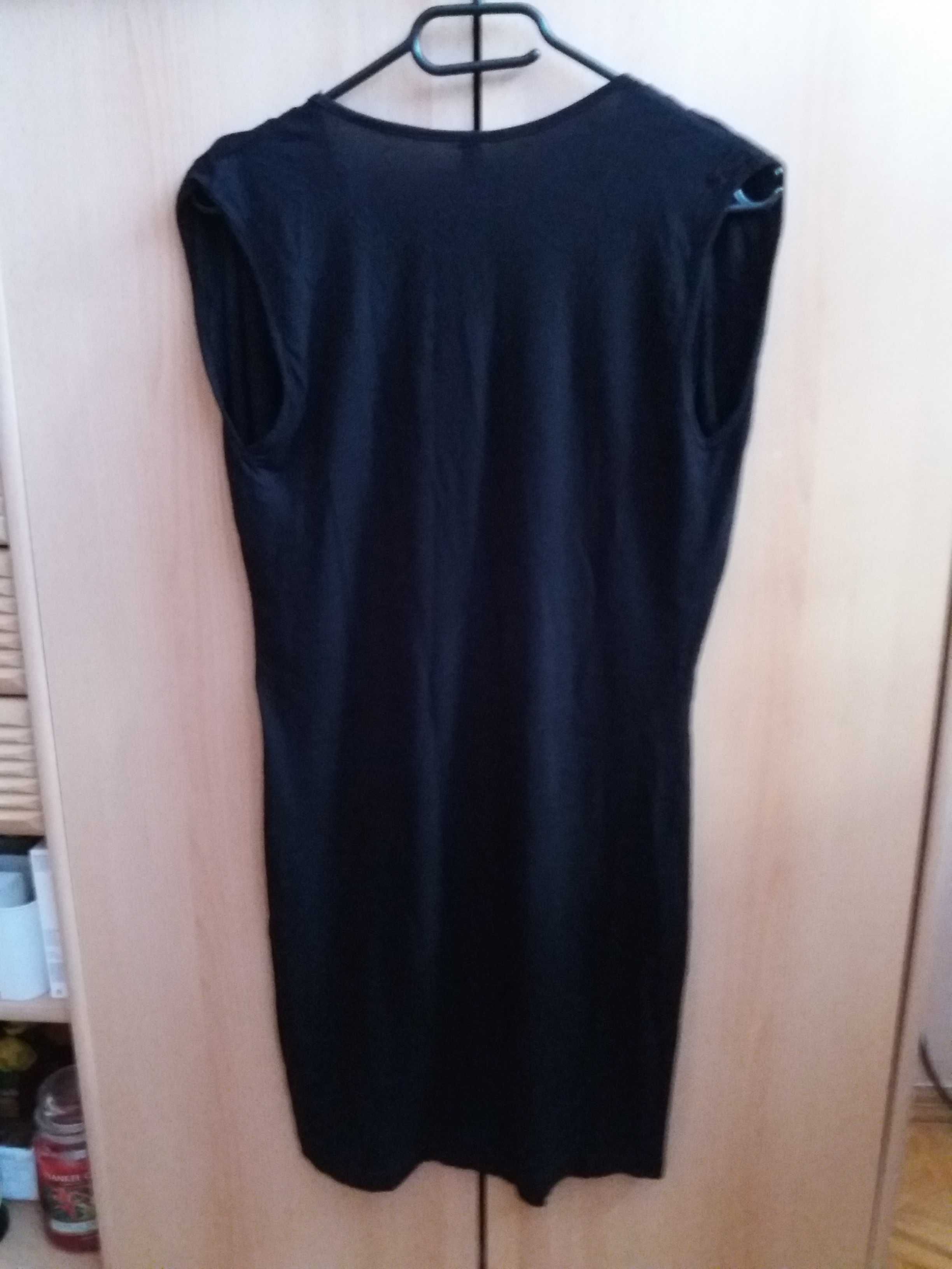 Czarna długa tunika sukienka Benetton 36 S