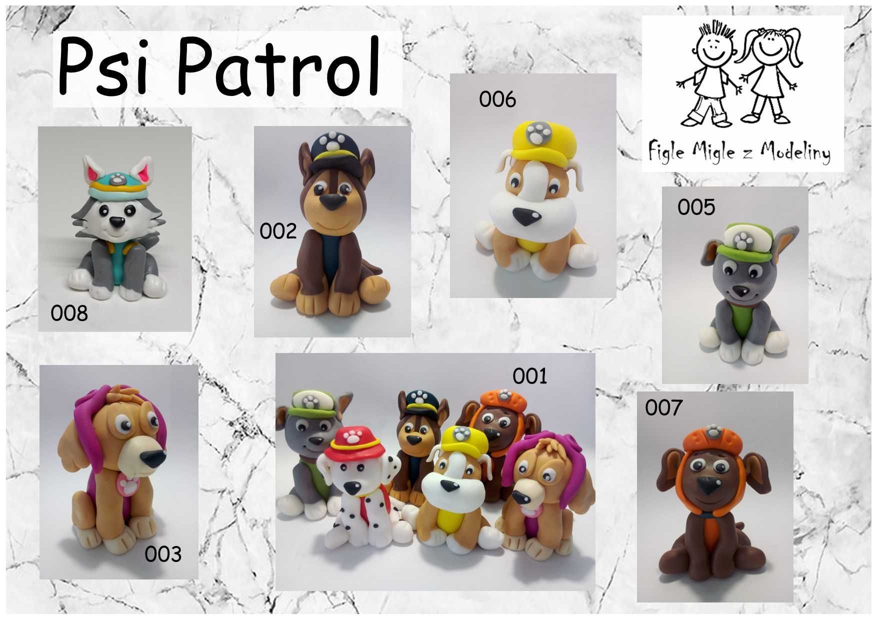 Figurki z modeliny, figurki na tort, Psi Patrol, Pepa, Masza, Maja