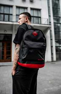 Городской рюкзак найк черный с красным, мужской портфель в школу найк