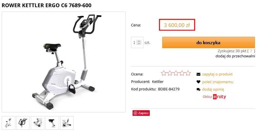 Rower KETTLER ERGO C6 + trasy ! Sklep 3600 zł !