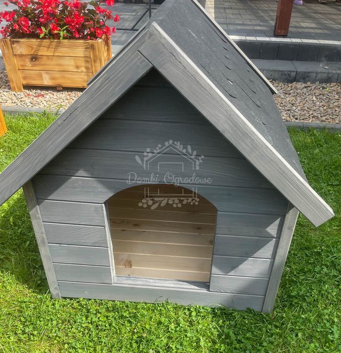Buda dla psa Rozmiar "XXL" - Grafit - Dach dwuspadowy ID838