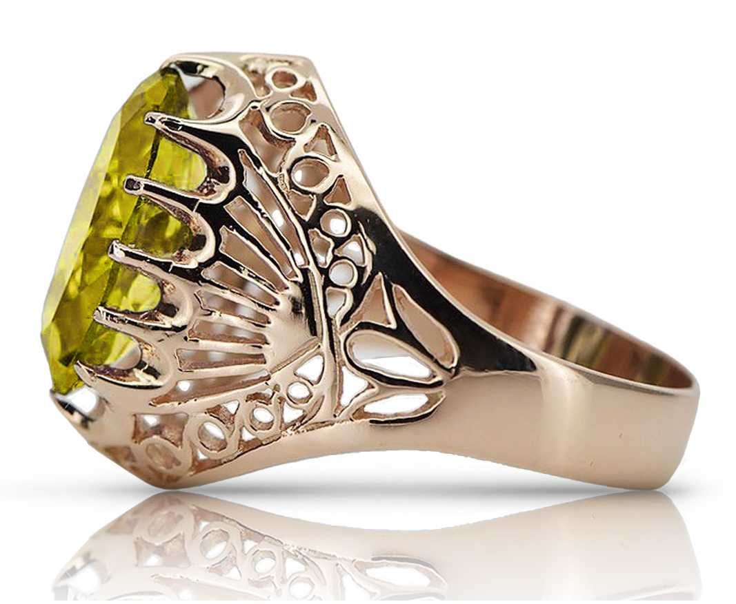 Pierścionek z różowego czerwonego złota 14k 585 z Peridotem vrc020 P