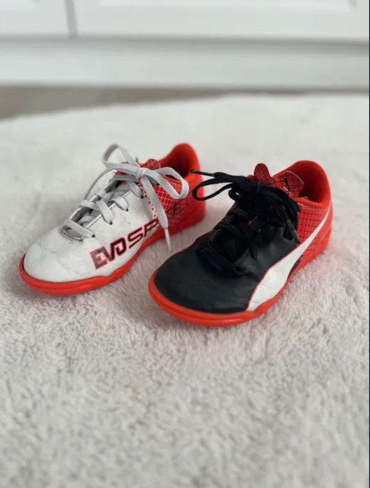 buty piłkarskie puma 28 białe czarne pomarańczów turfy