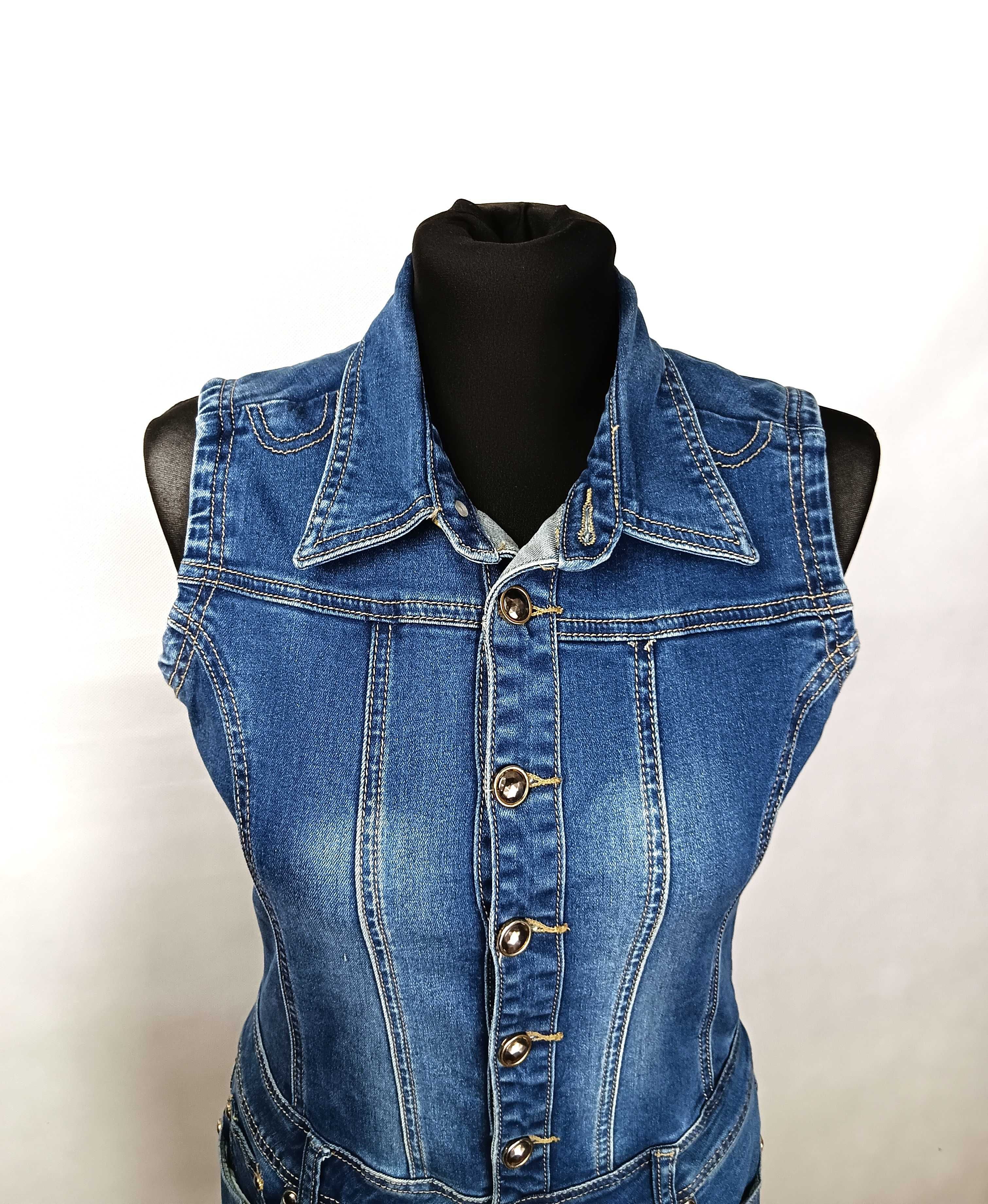 Niebieska krótka jeansowa sukienka bez rękawów Dzire Jeans r S/36
