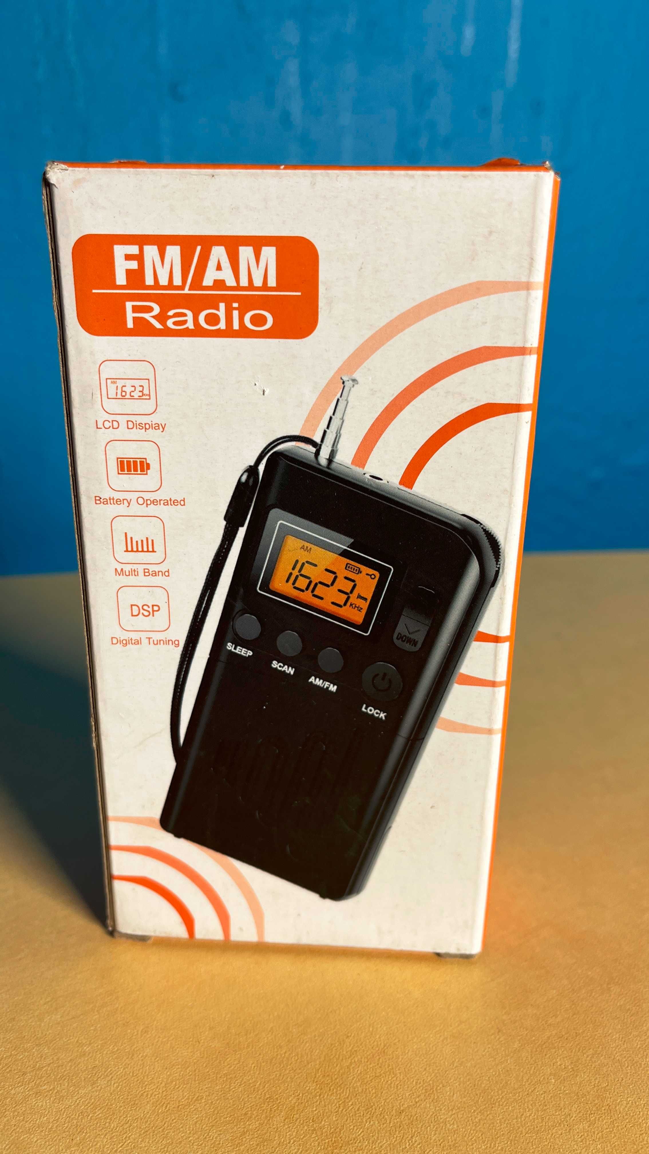 Przenośne Radio Kieszonkowe AM/FM, z Wyświetlaczem LCD Głośnik