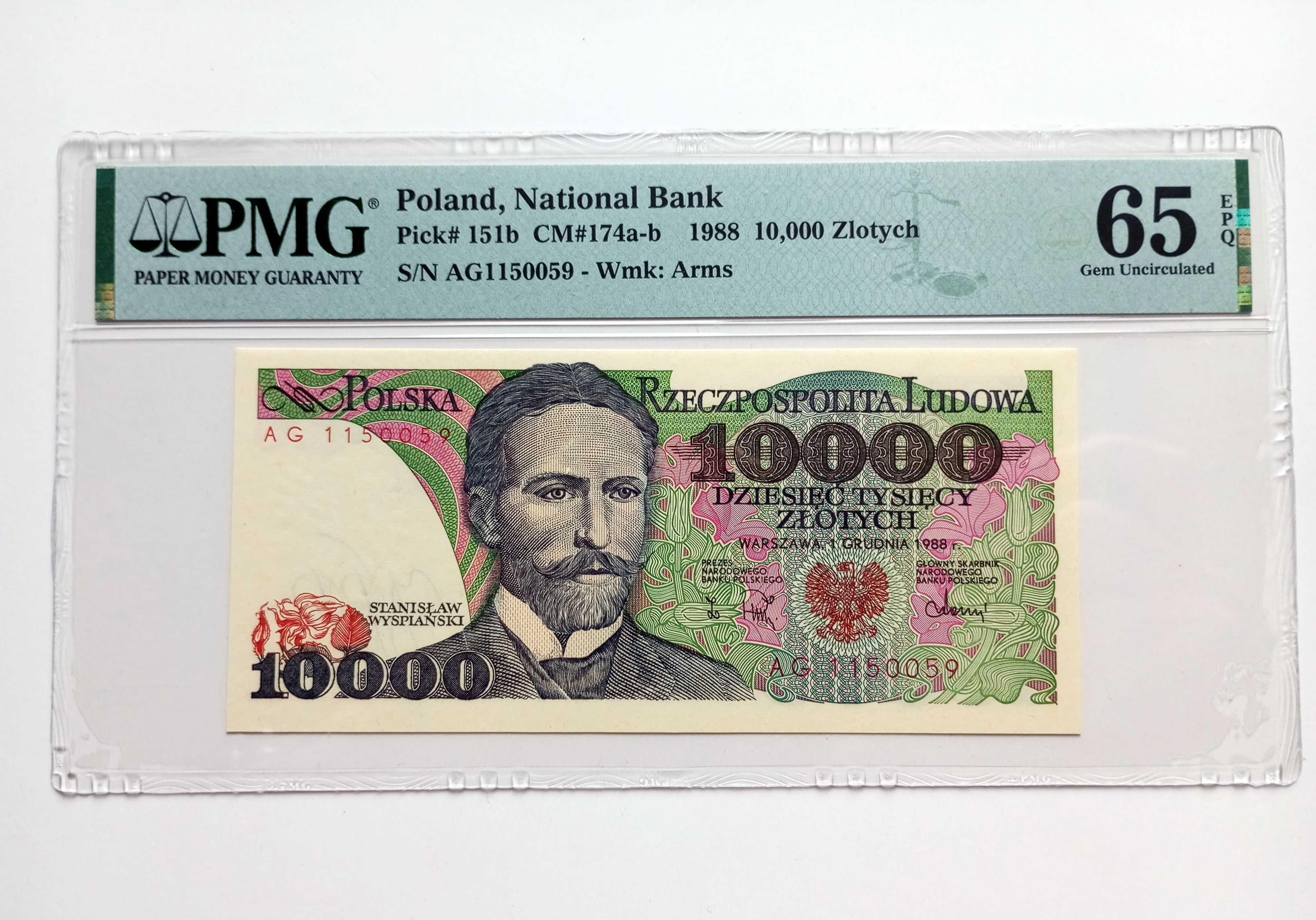 10000 zł 1988 - AG -   PMG  65