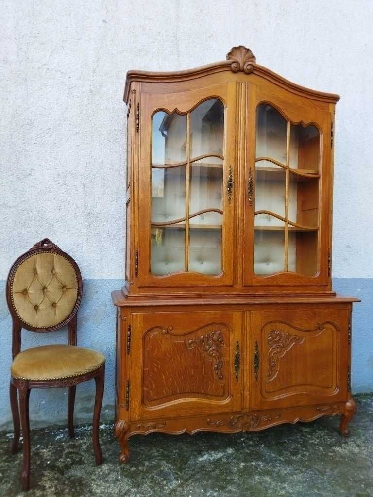 Witryna Ludwik dębowa serwantka rzeźbiona