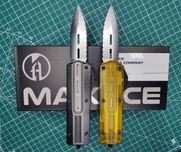 Фронтальний ніж Maxace Uranus OTF Aluminium+Titanium, Serreted Dagger
