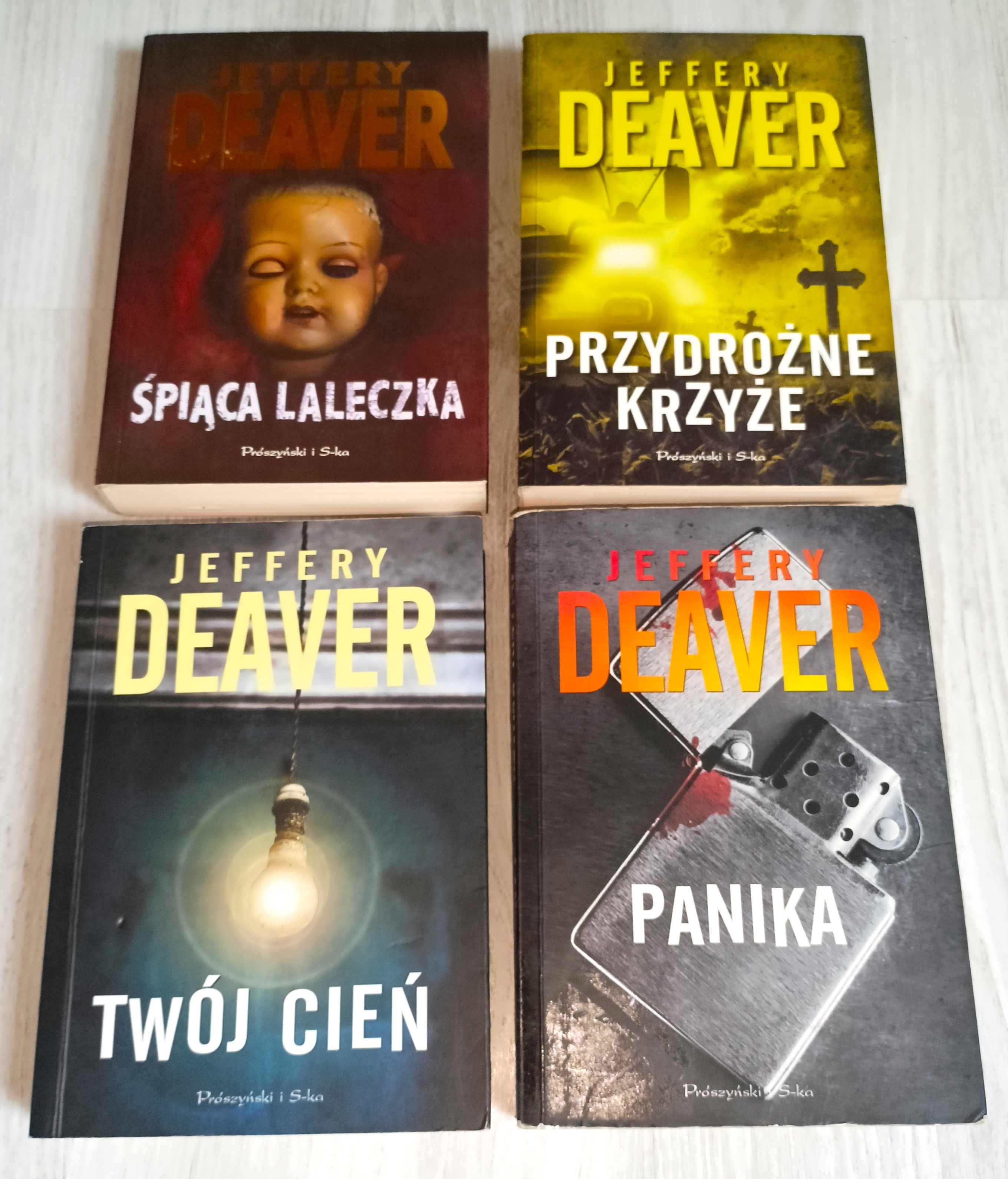 4x Jeffery Deaver Panika Śpiąca laleczka + Przydrożne krzyże Twój cień
