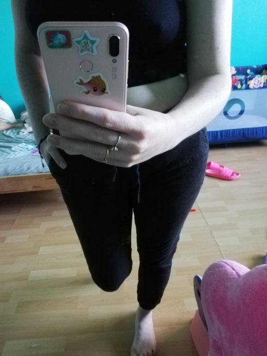 Czarne spodnie rurki S 36 Cropp bawełna