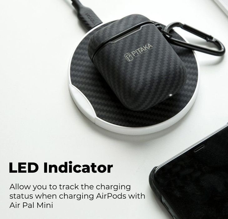 Чехол Pitaka для AirPods 1,2 с беспроводной зарядкой
