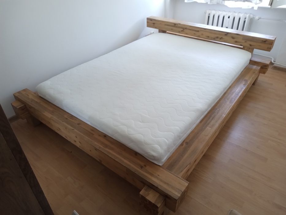 Łóżko drewniane 242x182cm Materac 200x140cm 800zł