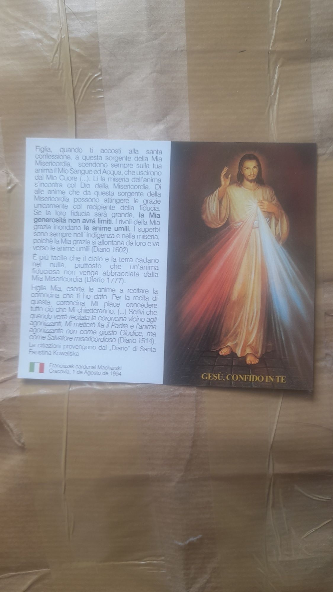 Włoskie święte obrazki Jezu ufam Tobie