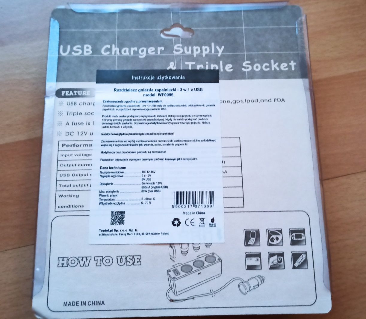 Rozdzielacz gniazda zapalniczki z usb