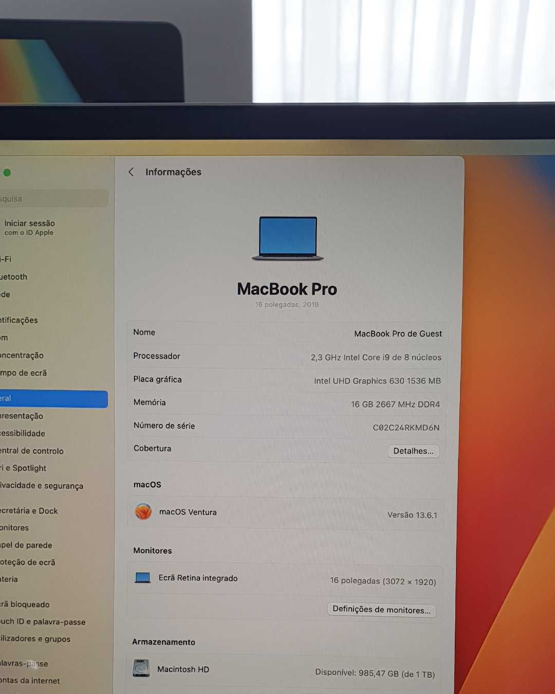 MacBook Pro 16'' | 2019 | i9-2,3GHz | 16GB | 1TB SSD