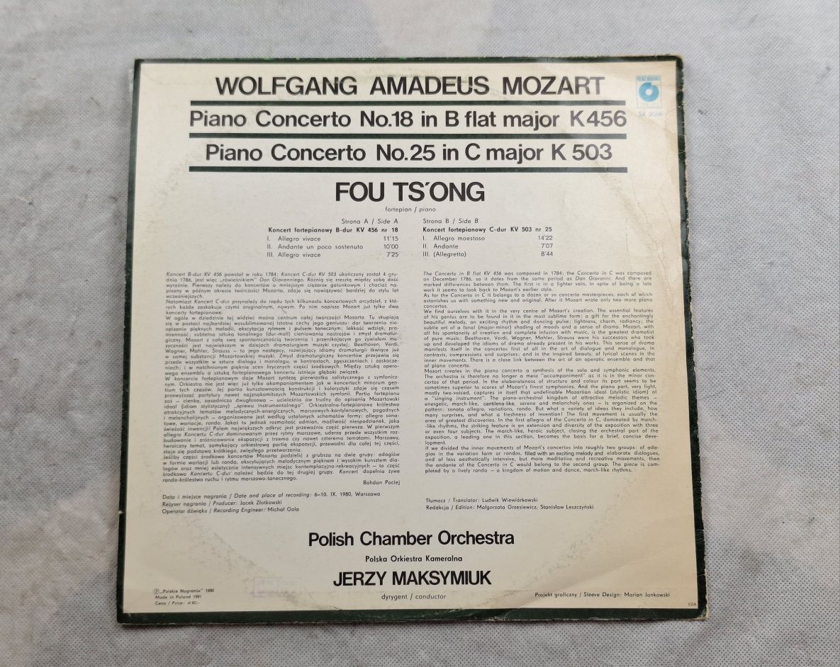 LP Mozart, Maksymiuk - Piano Concertos Fou Ts'ong