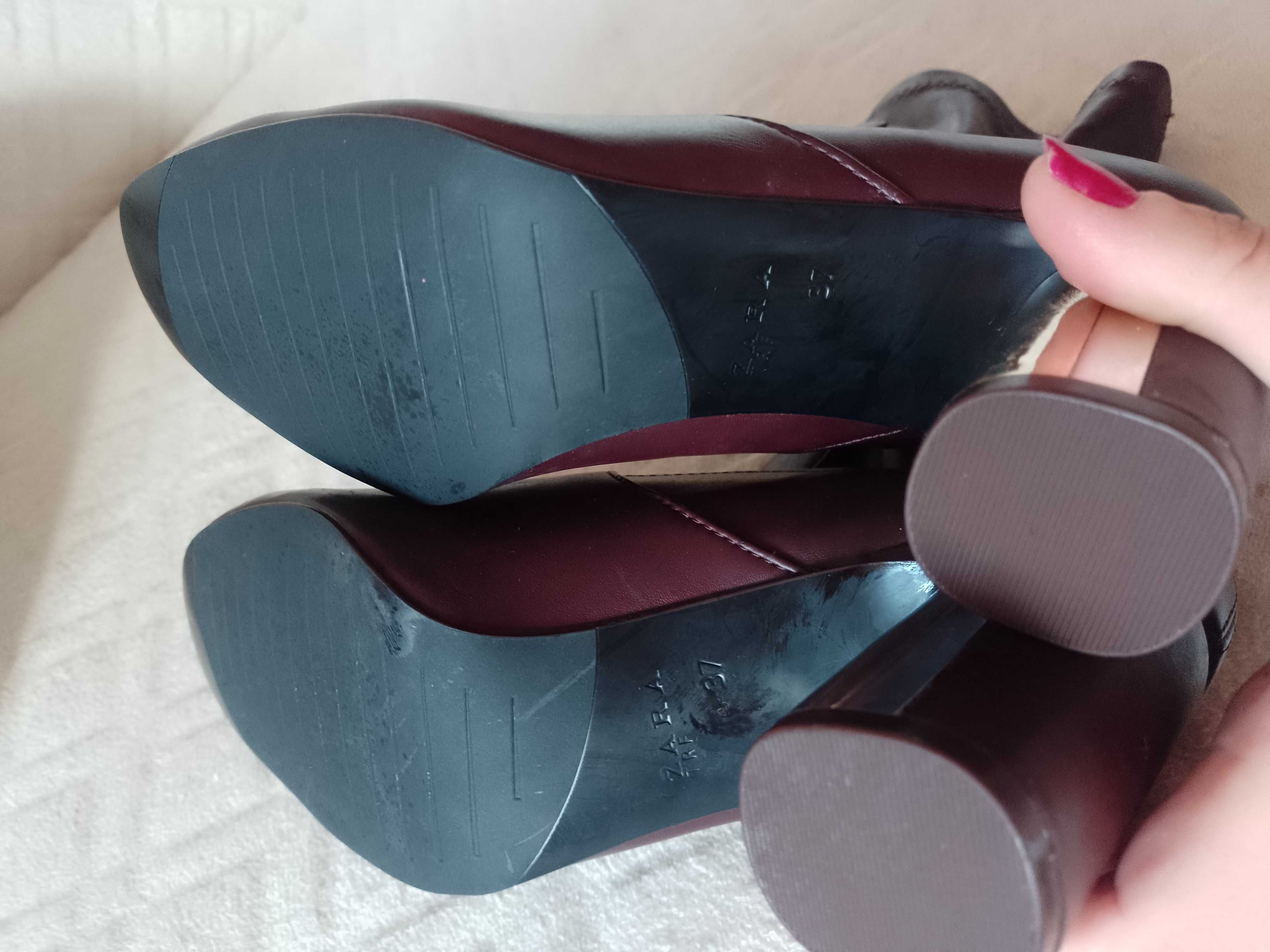 (37) ZARA/Bordowe/ fioletowe Botki z Madrytu,