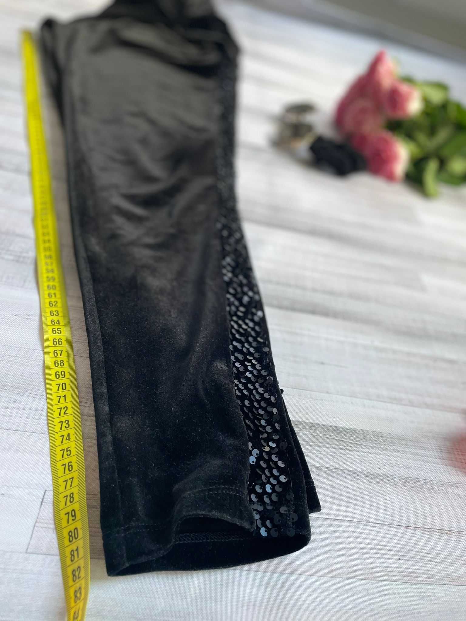 Eva minge spodnie alladynki haremki chinosy welurowe czarne z cekinami
