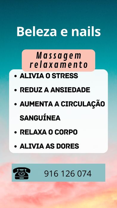 Massagem relaxante, massuterapia,  linfática e desportiva!