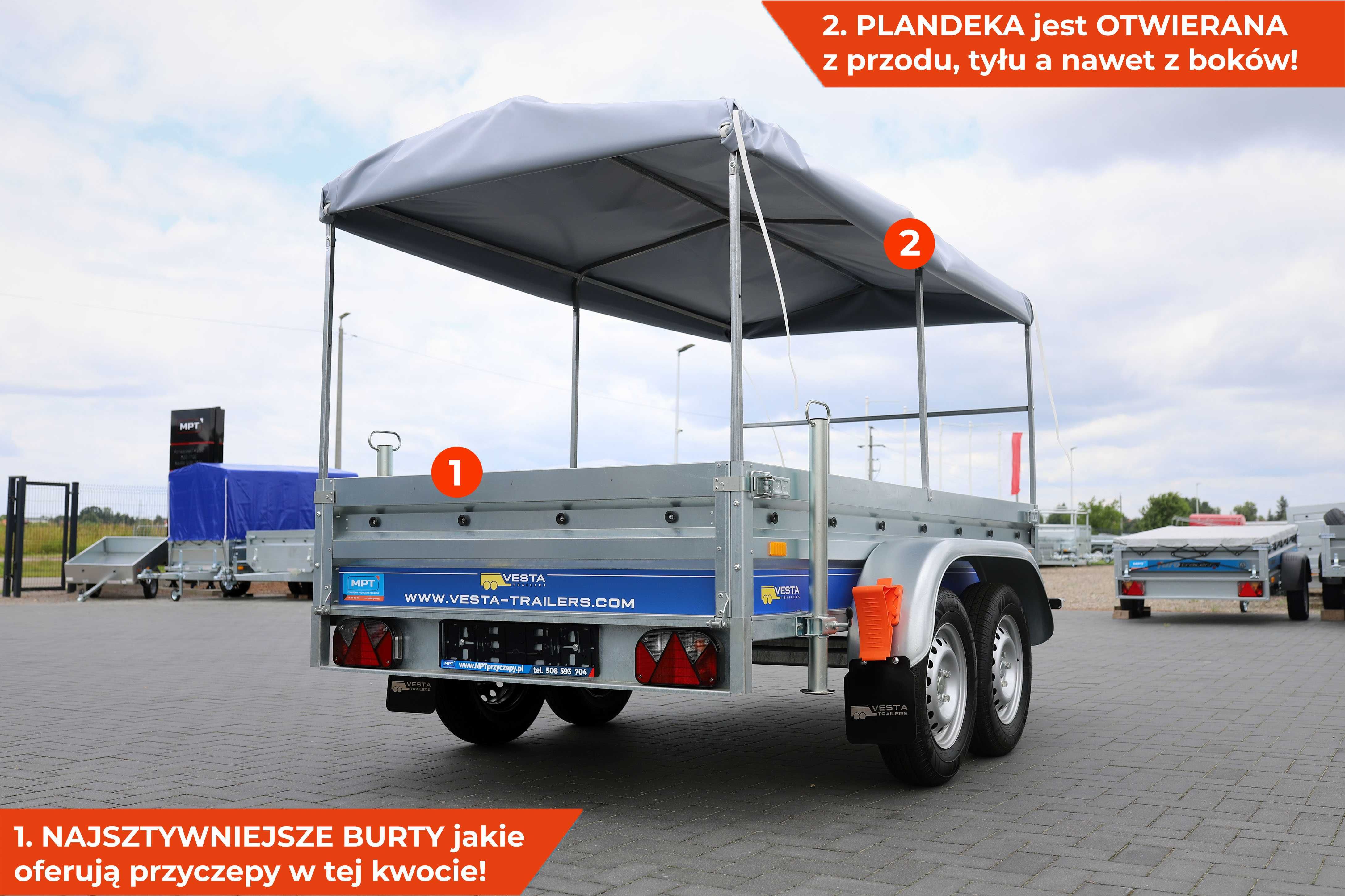 Przyczepka samochodowa z plandeką 252 x 135 Vesta light 25DA tandem