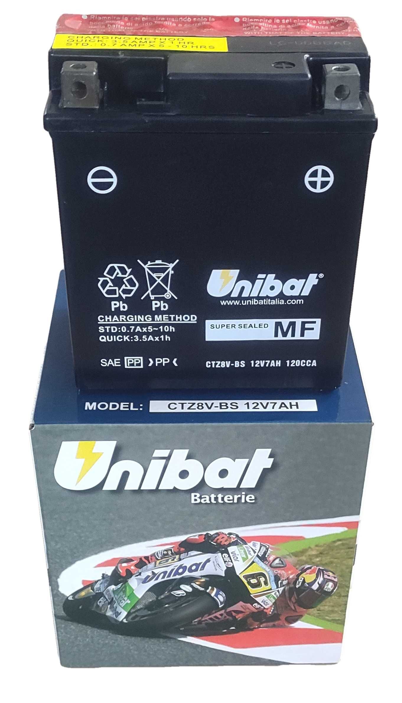 Akumulator Unibat AGM CTZ8V-BS CTZ8V 7Ah 120A 12V NOWY