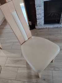 Drewniane krzesła obite skóra 8sztuk
