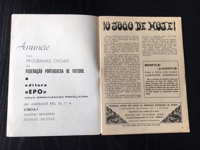 Programa Benfica vs Tirsense - Época 1967/68 - Eusébio