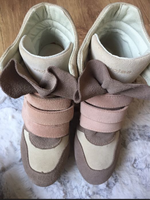 Sneakersy ze skóry na koturnie NOWE