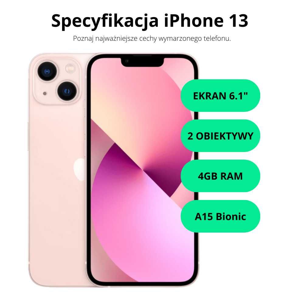 PROMOCJA! iPhone 13 128GB Pink / Gwarancja 24 / Raty 0%/ Bonarka