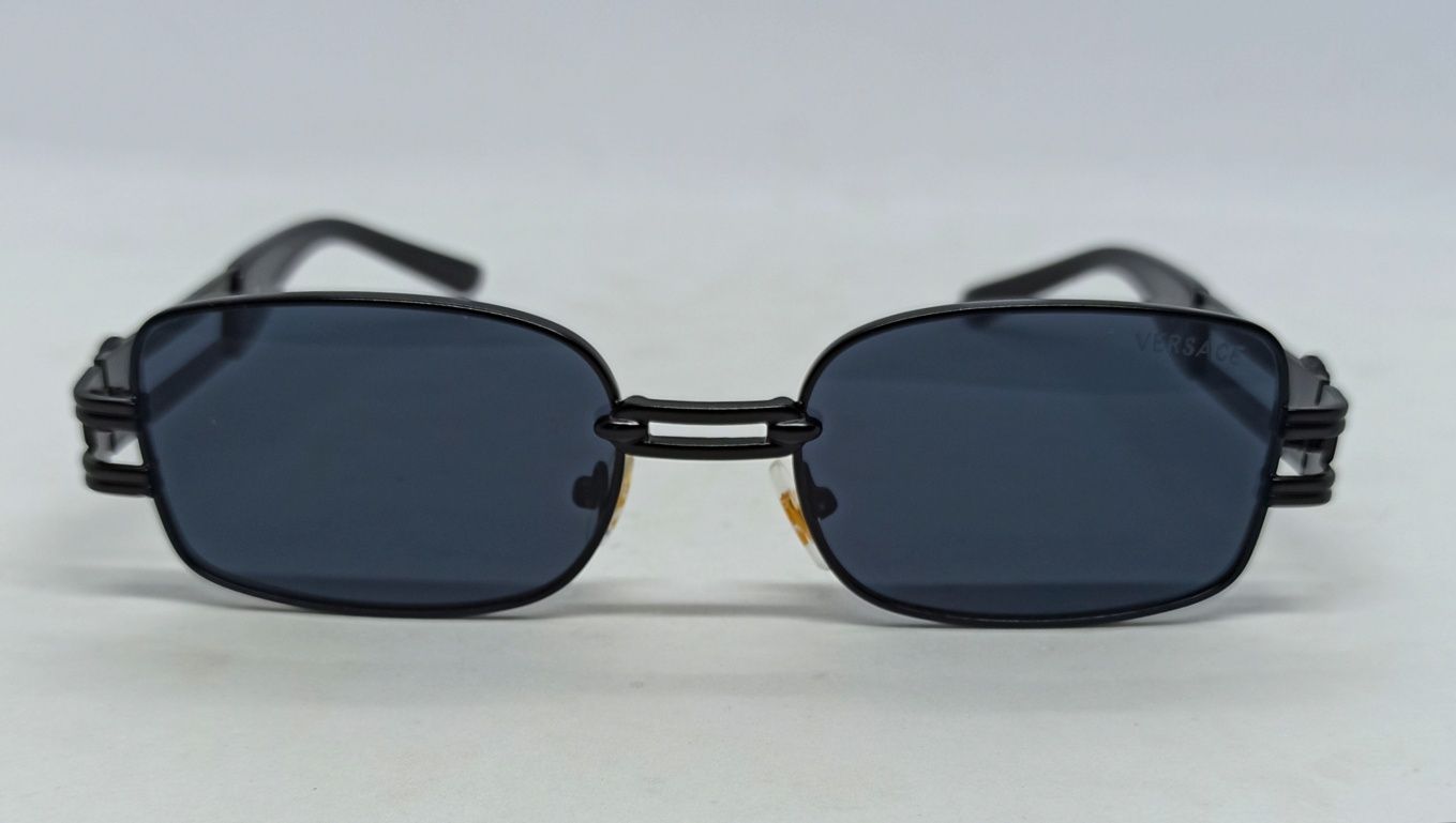 Versace модные узкие очки унисекс черные в металл оправе