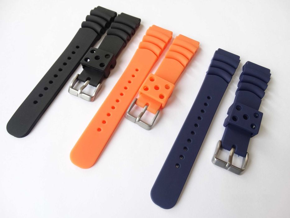 Pomarańczowy pasek silikonowy gumowy 20mm do zegarka Seiko SKX Citizen