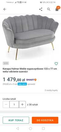 Sofa dwuosobowa muszelka glamour XL