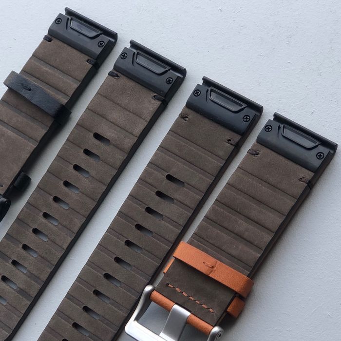 Ремінець Garmin QuickFit 22мм 26мм шкіряний коричневий/чорний браслет