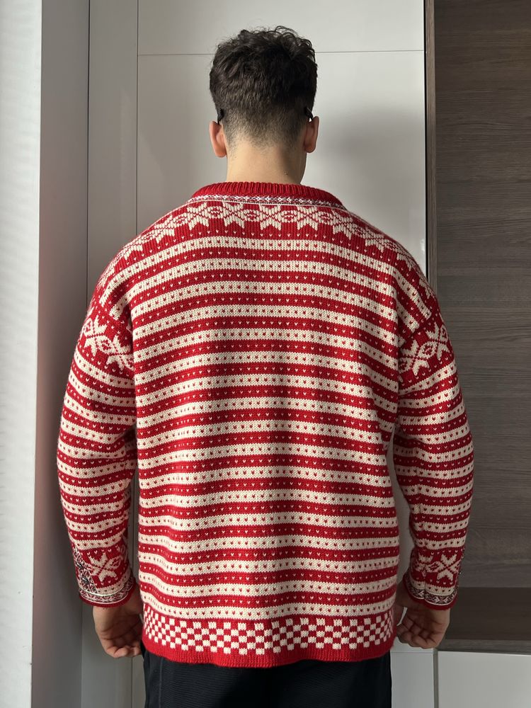 Bardzo Rzadki Luxury Sweter Dale of Norway Knit 100% Wełna Kardigan