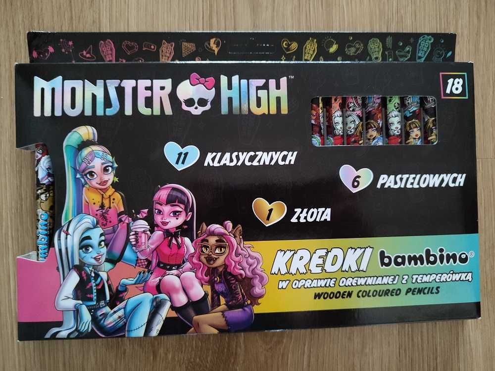 MONSTER HIGH Kredki BAMBINO 18 szt. nowe