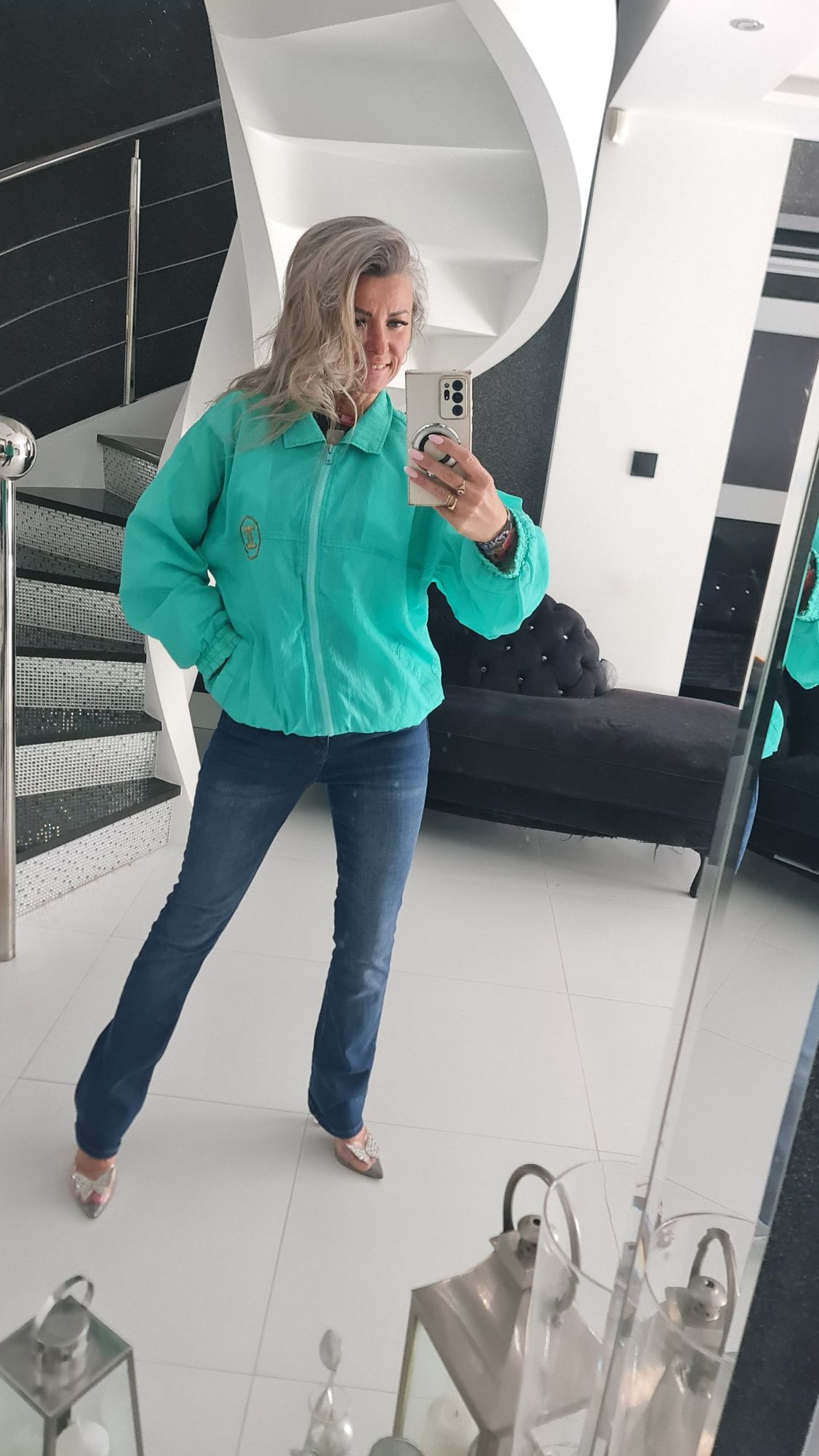 Chanel ortalionowa bluzo kurtka zielona m /L